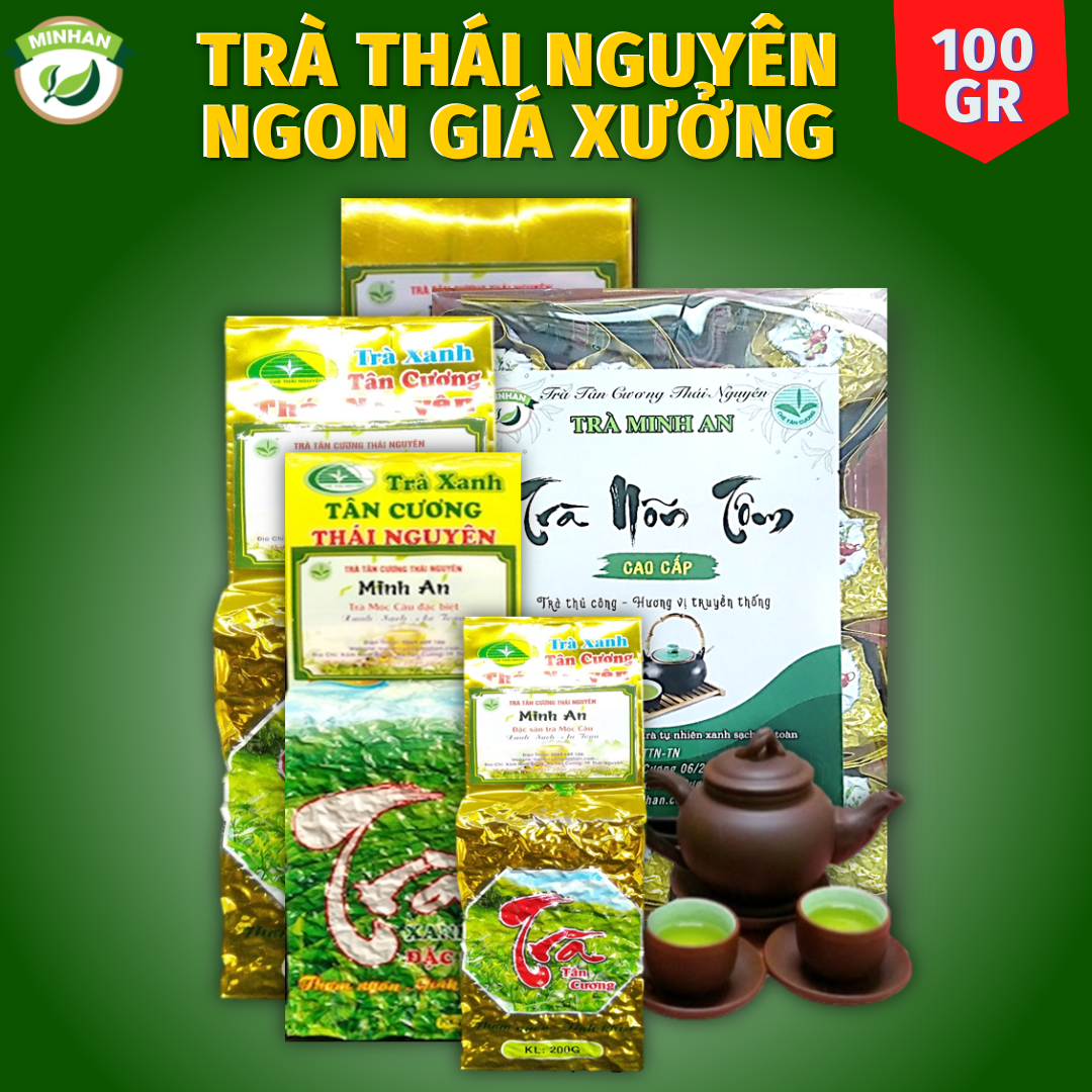 Trà Thái Nguyên Tân Cương - Trà Búp Móc Câu - Xanh sạch thơm ngon rang sao thủ công - Trà bắc tân cương Minh An (chè khô, mạn hảo)