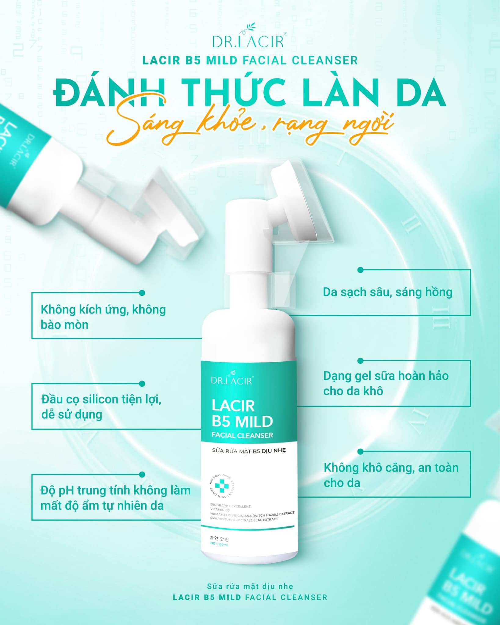 Sữa rửa mặt dịu nhẹ Lamer Dr Lacir cho da nhạy cảm - Lacir B5 Mild