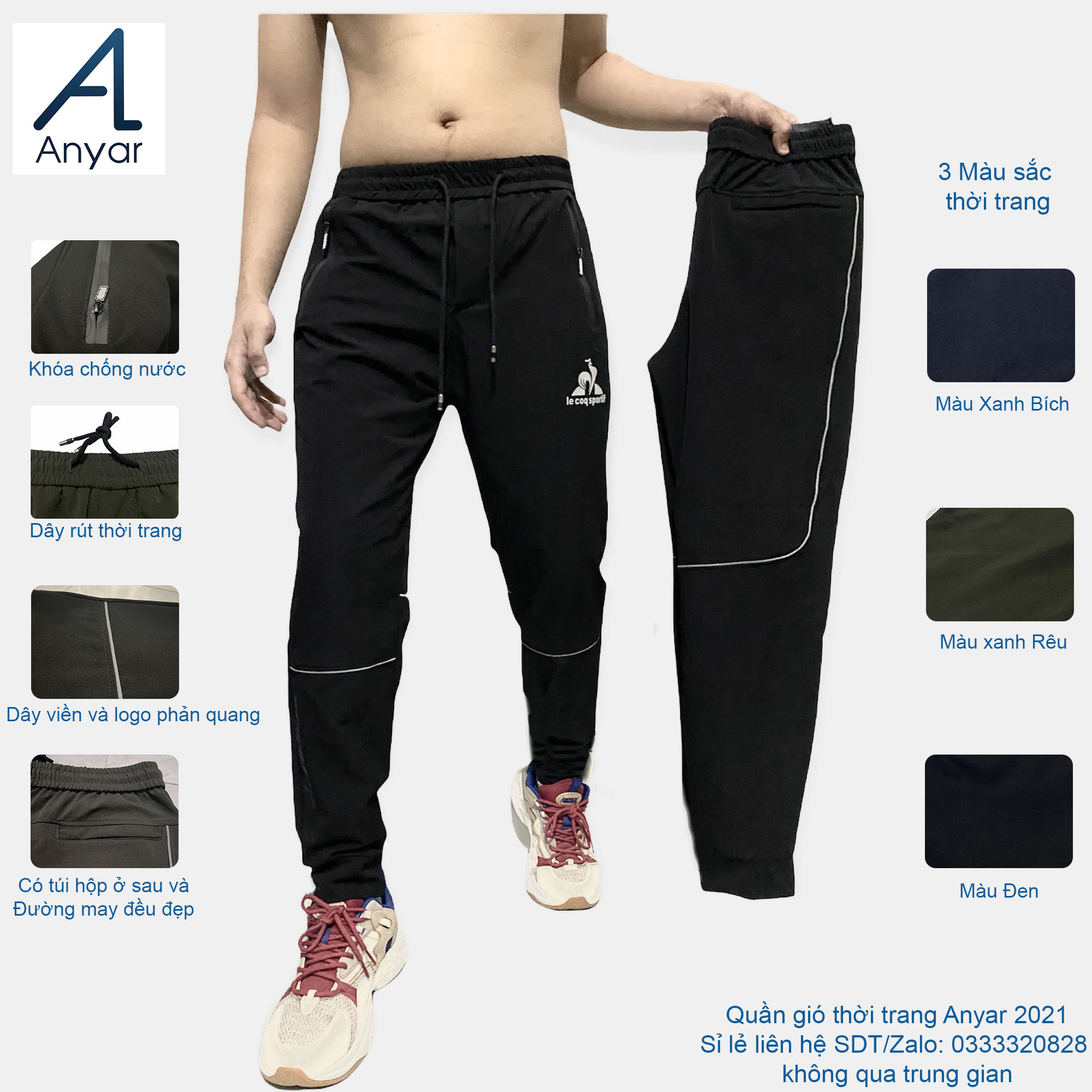 Quần Gió Thời Trang Anyar - form dáng Thể Thao & Trẻ Trung, Chất vải Gió Giãn, Cao Cấp đem lại cảm giác thoải mái nhất