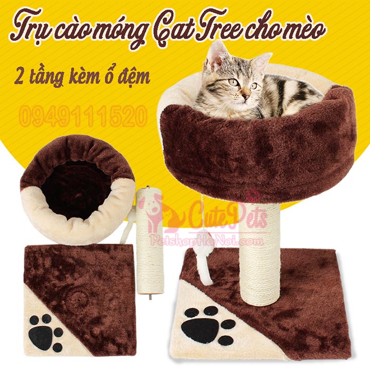 Trụ cào móng Cat tree 2 tầng kèm ổ đệm