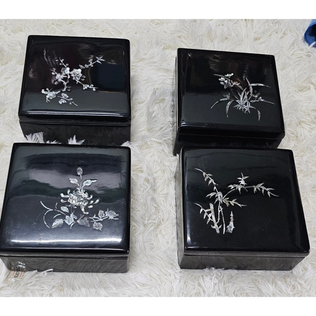 Hộp sơn mài cẩn ốc chìm cao cấp đa năng đựng con dấu, đồ vật nhỏ size 14x14x6 cm