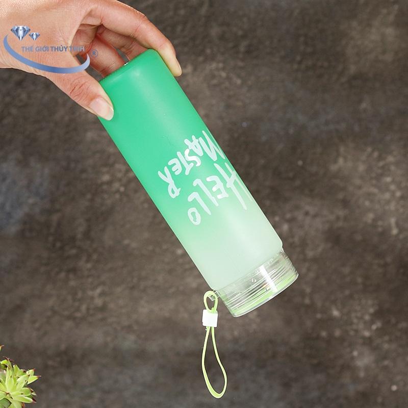 [HCM]Bình Thủy Tinh Dây Xách Hello Master 480ML