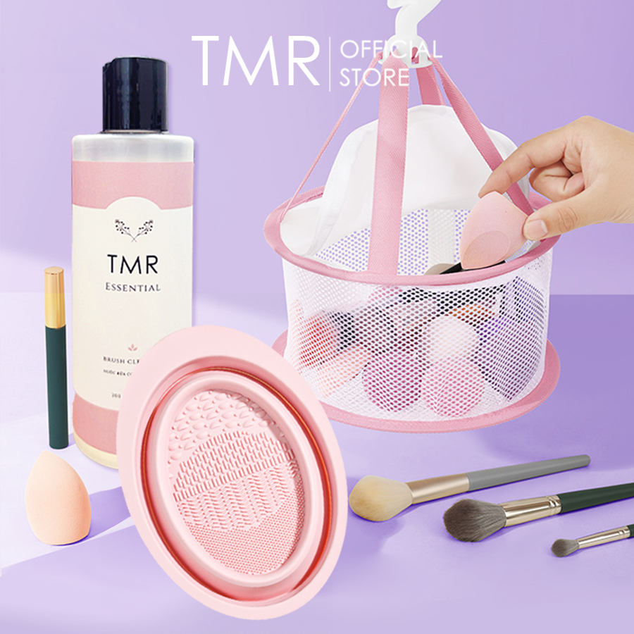 Dụng cụ vệ sinh cọ trang điểm TMR chậu silicon chuyên dụng gấp gọn tiện lợi 