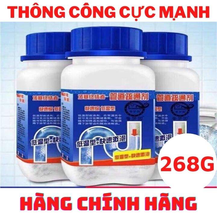 Combo 3 chai bột thông cống siêu mạnh, bột thông tắc cống ,thông tắc bồn rửa bát, lavabo nhanh chóng siêu thần thánh 268g thế hệ mới, nạo vét khử trùng nhà vệ sinh, bồn rửa mặt, cống nhà vệ sinh