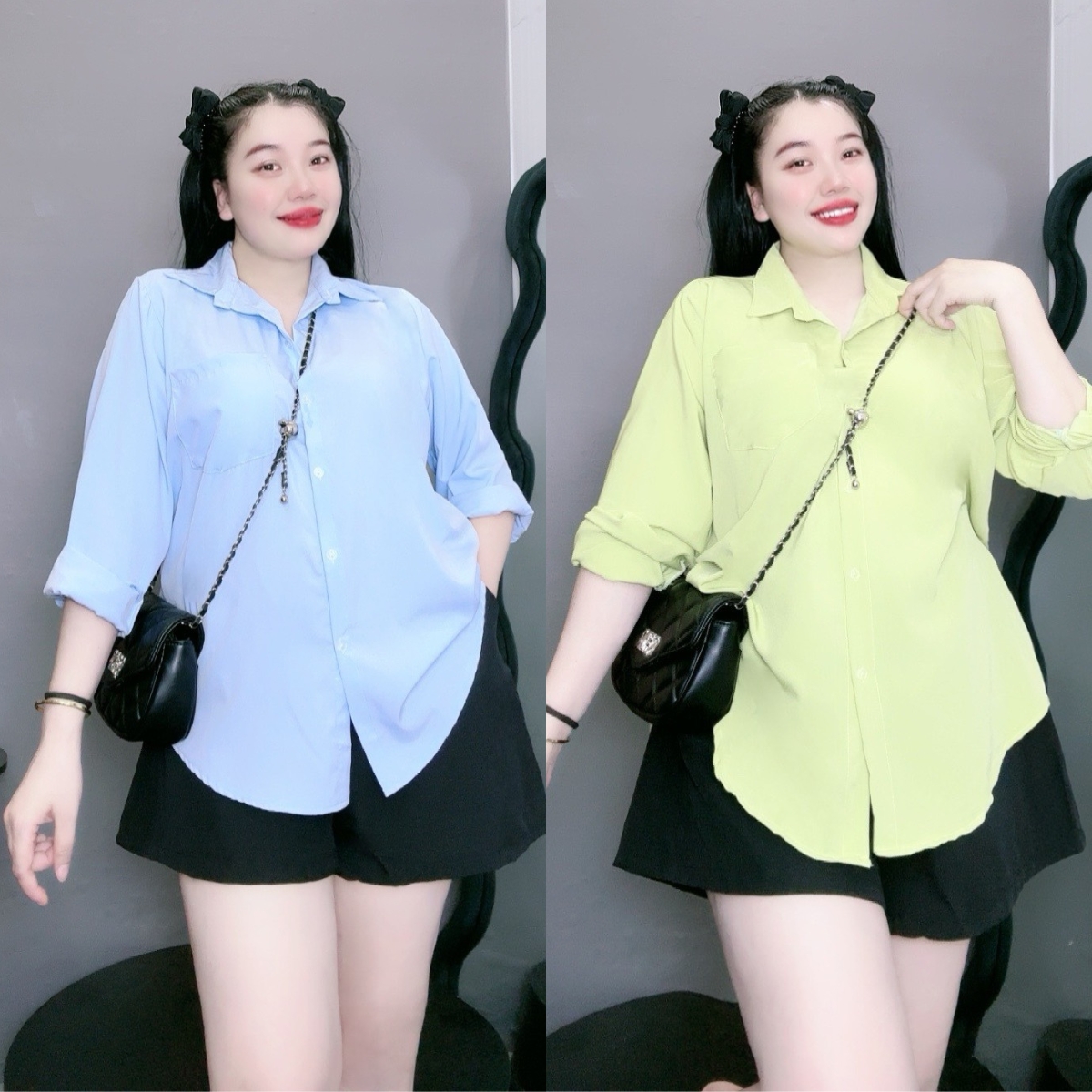 Áo Sơ Mi Dài Tay Màu Trendy Bigsize Nữ,Sơ Mi Form Rộng Che Mông Chất Vải Mát Không Nhăn SM20