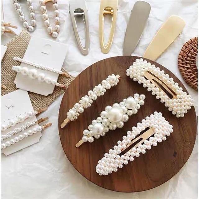 Set 4 kẹp tóc nữ kim loại ngọc trai nhân tạo kẹp tóc nữ ngọc trai nhân tạo xinh xắn