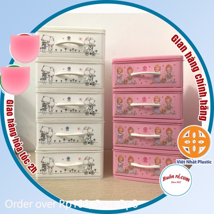 Tủ nhựa mini 5 tầng Việt Nhật -Tủ mini để bàn đựng mỹ phẩm, đồ dùng đa năng (MS:3623/3624/3625) -br 01314