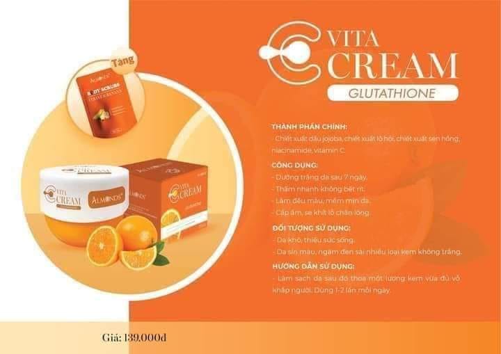 Combo 2 kem dưỡng trắng da body vita c almonds chính hãng