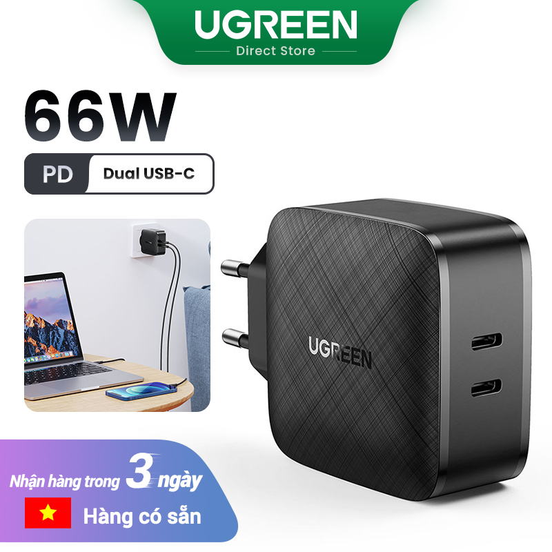 Mua 1 vẫn UGREEN PD 66W Dual Type C Fast Charger for iphone 15 14 13 Pro Max Xiaomi Huawei Macbook iPad 2022 2021 Tablet Laptop Mobile Phone Charger