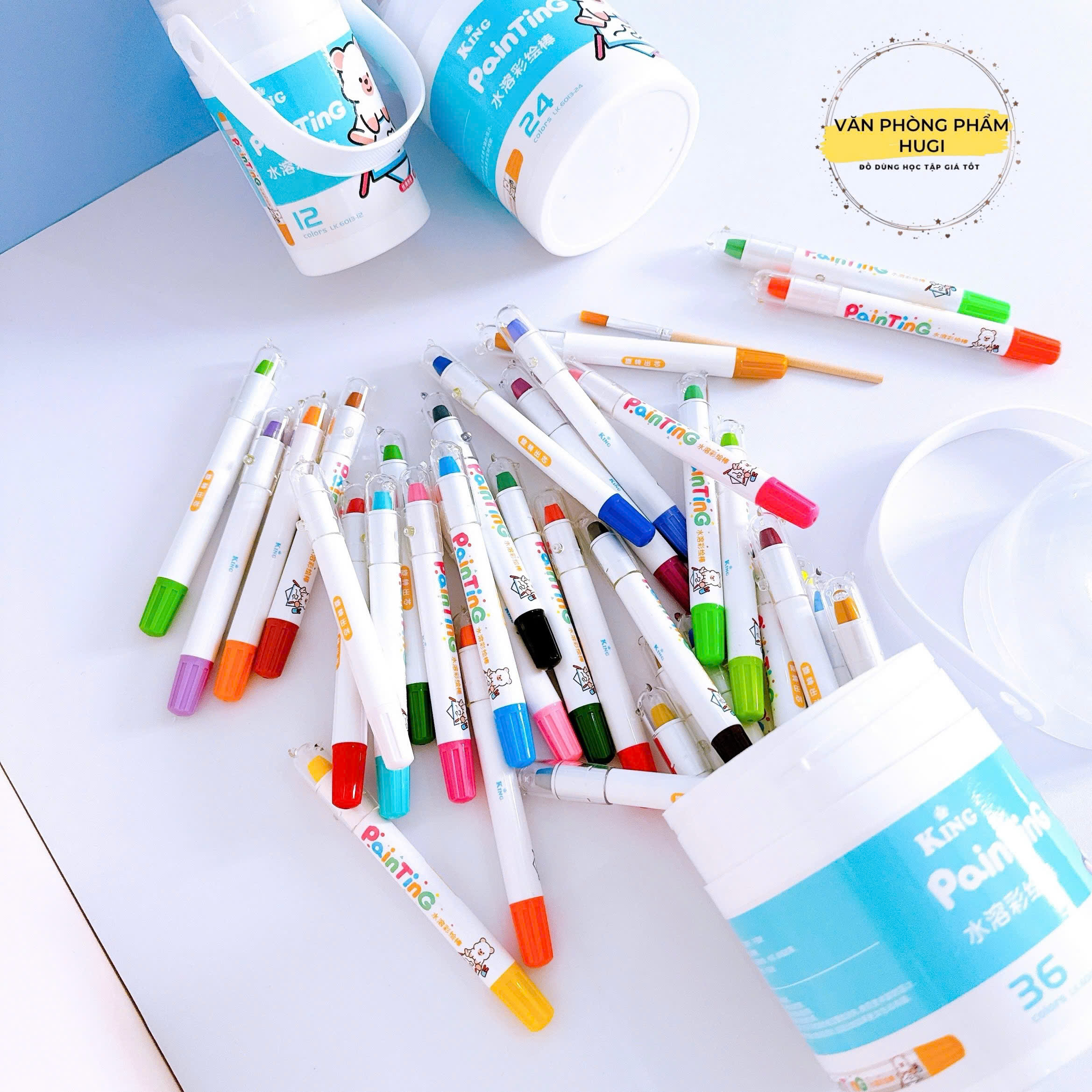 Hộp 12/24/36 Màu Sáp Lụa Vặn Cao Cấp Đẹp Mềm và Mịn Không Dính Bẩn Tay Cho Bé Thoả Sức Sáng Tạo