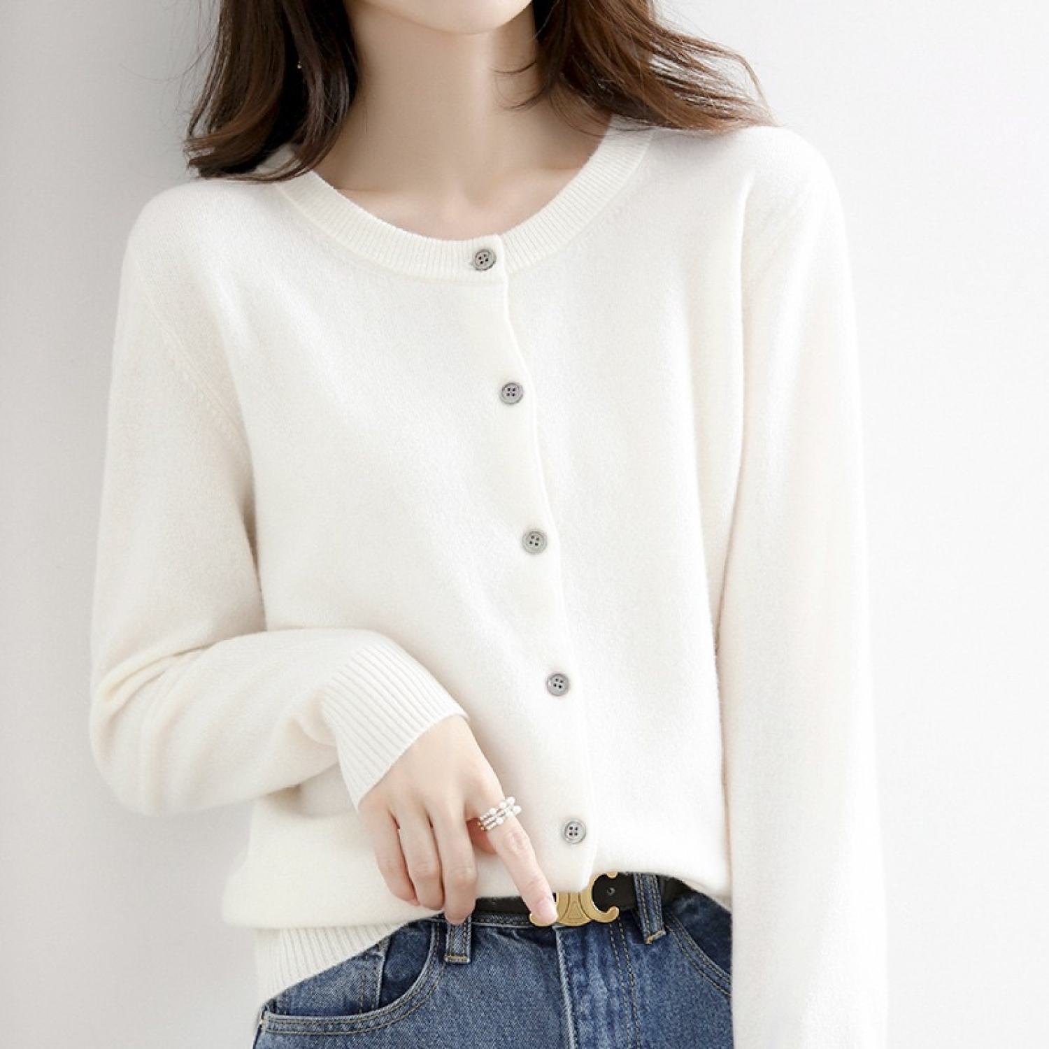 Áo cadigan dệt kim cổ tròn tay dài đủ size nhiều màu - Mã ACD22