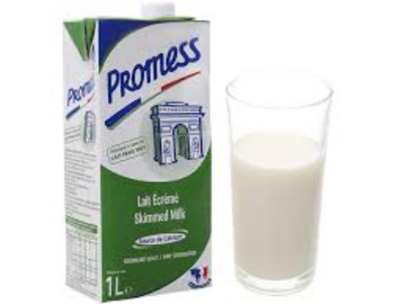 09.2025 Sữa tươi Promess  tách béo Pháp hộp 1 lít thùng 06 hộp