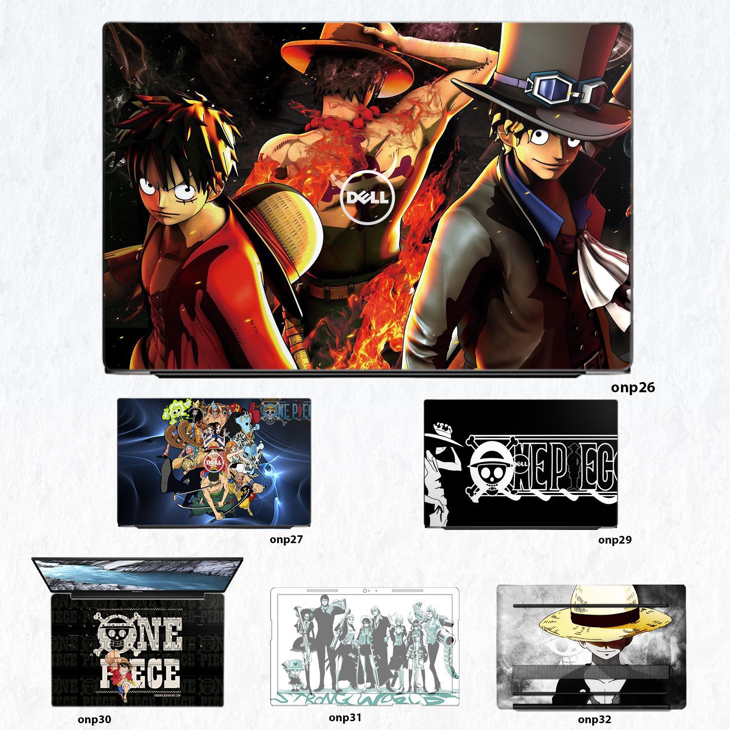 Decal Skin dán Laptop Dell mẫu One Piece (inbox mã máy cho shop)