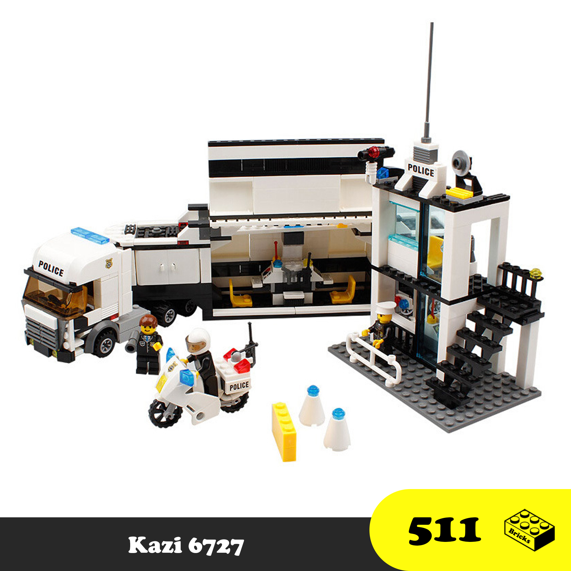 Đồ chơi Lắp ráp Xe Cảnh Sát Thành phố, Kazi 6726 Trạm cảnh sát Xếp hình thông minh, Mô hình trí tuệ, Quà tặng cho bé [511 Mảnh ghép]