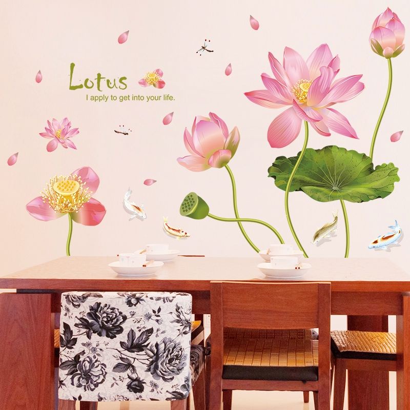Decal dán tường hoa sen cánh xoè Lotus