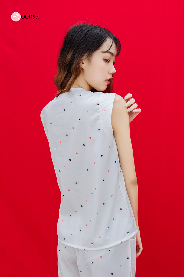 Bộ đồ ngủ kate hàn Á Phục Xứ Ali Trắng