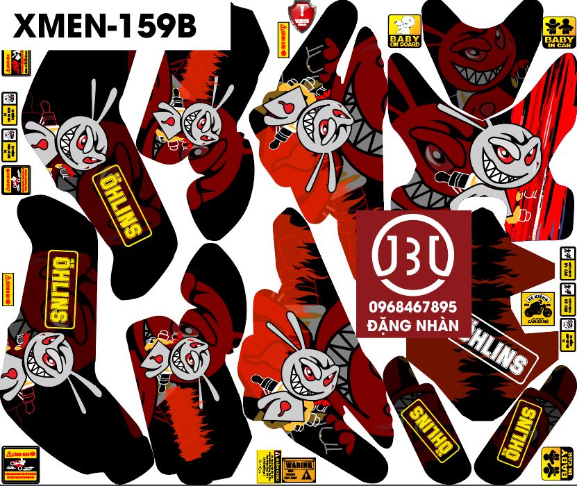 TEM TRÙM XE ĐIỆN XMEN 159B-MÀU ĐỎ