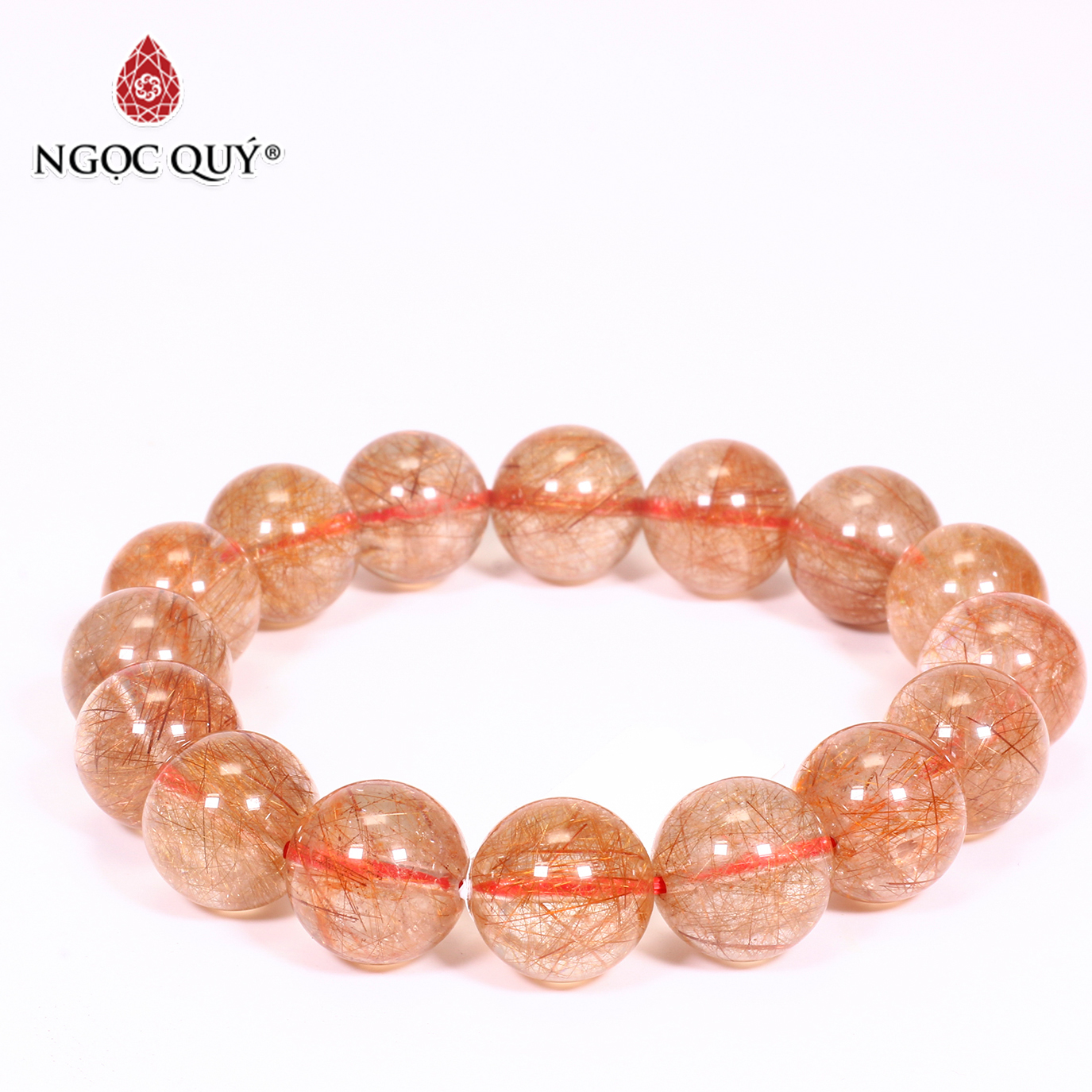 [HCM]Vòng tay đá thạch anh tóc đỏ size hạt 12mm mệnh hỏa thổ - Ngọc Quý Gemstones