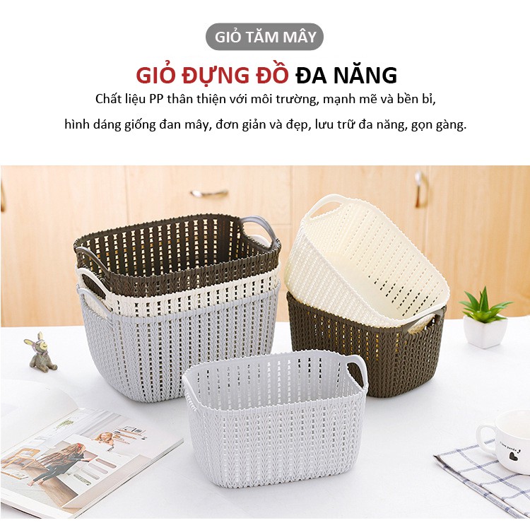 [HCM][TIỆN LỢI] RỔ NHỰA GIẢ MÂY ĐA NĂNG CÓ QUAI CẦM- ĐỰNG NHỮNG ĐỒ NHỎ MÀ KHÔNG BỊ RỚT VỚI THIẾT KẾ LỖ NHỎ