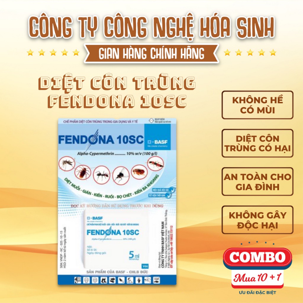 Diệt muỗi gián kiến côn trùng fendona 10sc chính hãng sản phẩm không mùi an toàn cho gia đình loại 5ml/gói