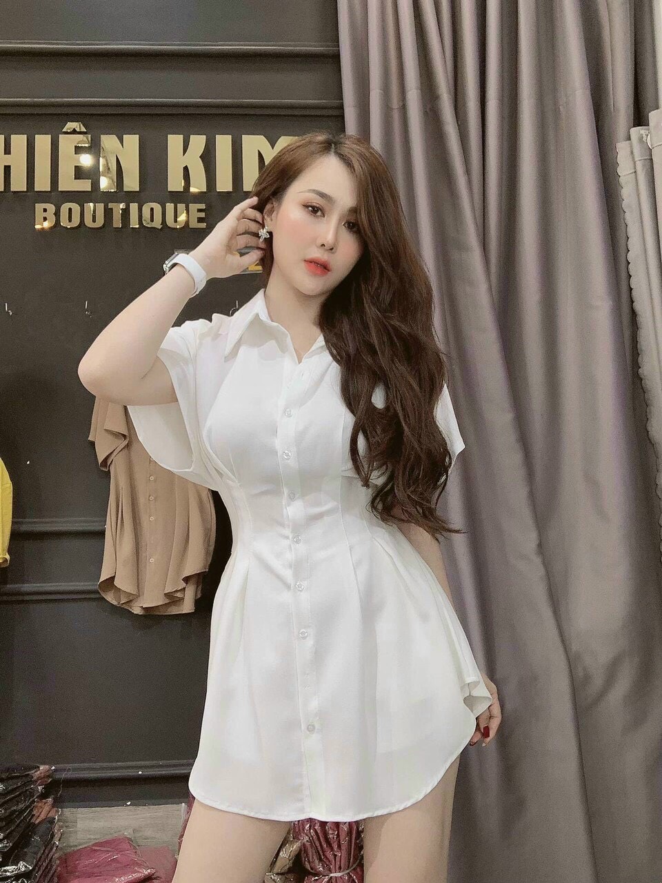 Sét đồ nữ áo sơ mi xếp eo dạo phố siêu sang chảnh