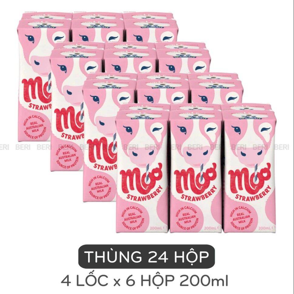 Thùng 24 sữa úc tươi nguyên kem devondale vị dâu 200ml