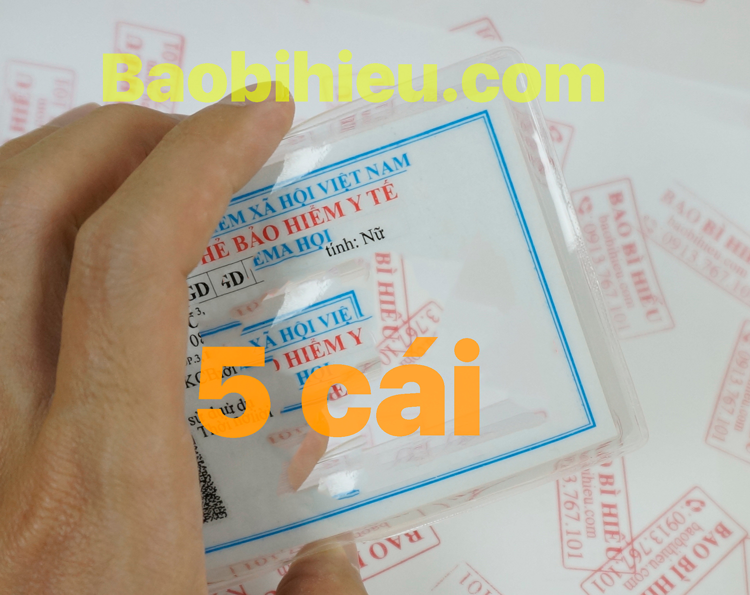 COMBO 5 túi đựng THẺ BẢO HIỂM Y TẾ và giấy tờ khổ A7 (nhựa dẻo trong, có nắp đậy) 5B232