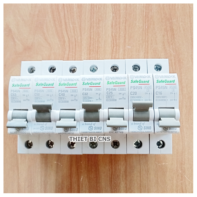 Aptomat - Cầu dao tự động Vanlock - Sino 1P 10A - 63A/ 4,5kA Chính hãng