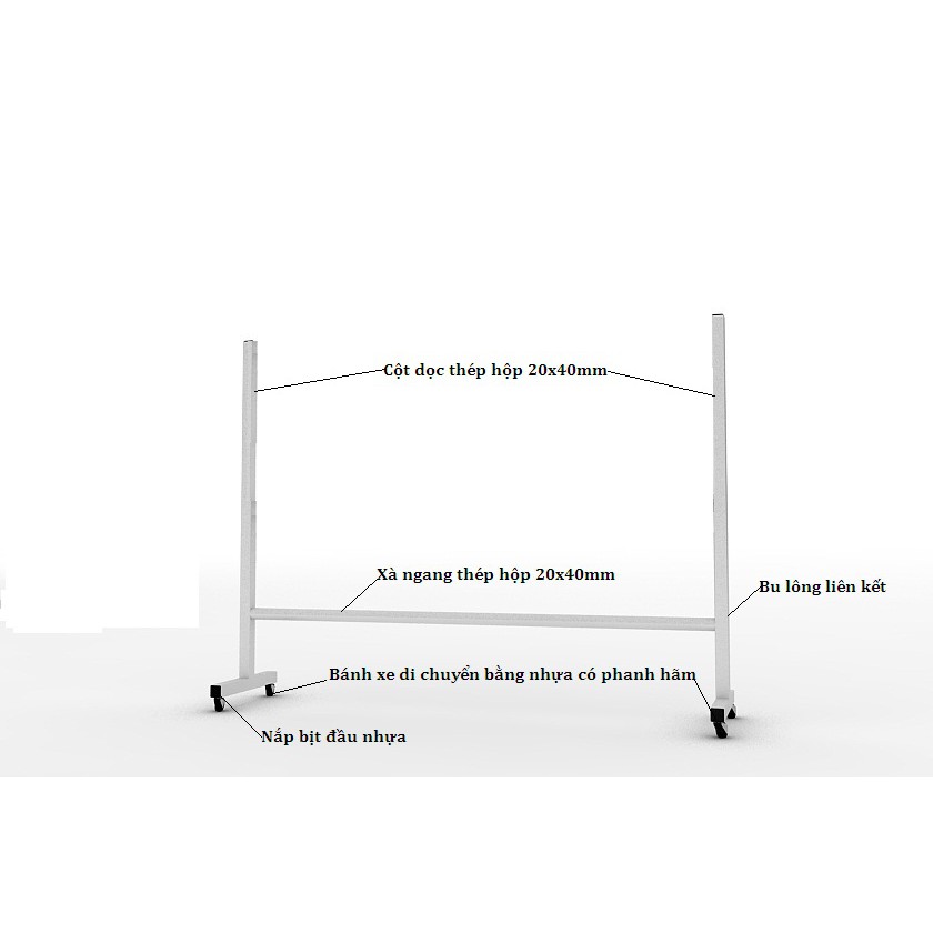 Chân bảng di động, - Có bánh xe, bánh xe có chốt khóa, phù hợp cho bảng 80x120cm, 90x120cm