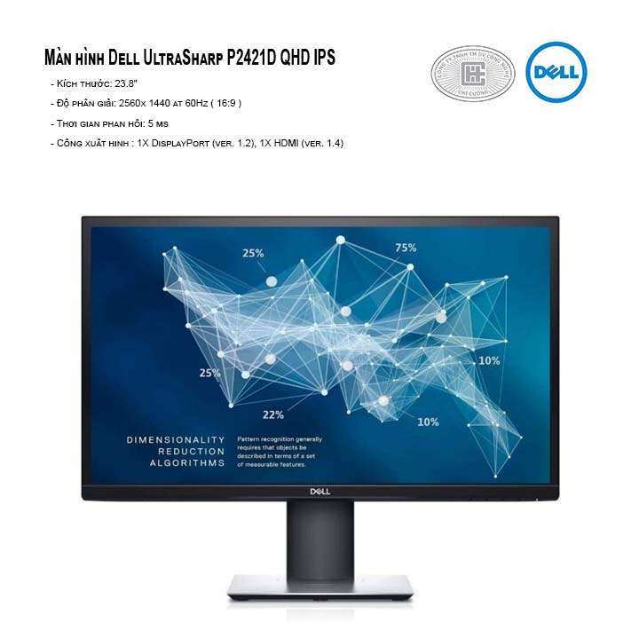 Màn hình máy tính Dell P2421D 2K IPS - Hàng Chính Hãng