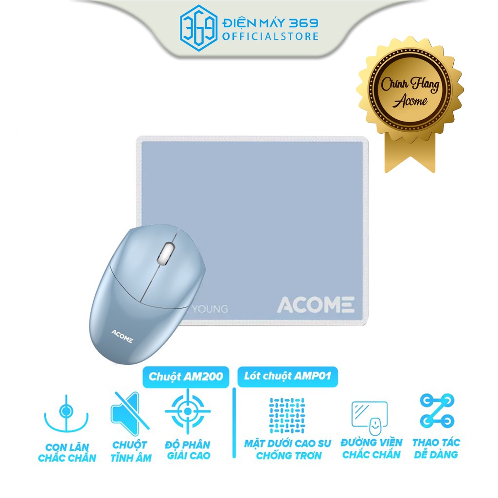 COMBO Chuột Không Dây ACOME Và tấm lót Chuột ACOME AMP01,Di chuyển mượt mà