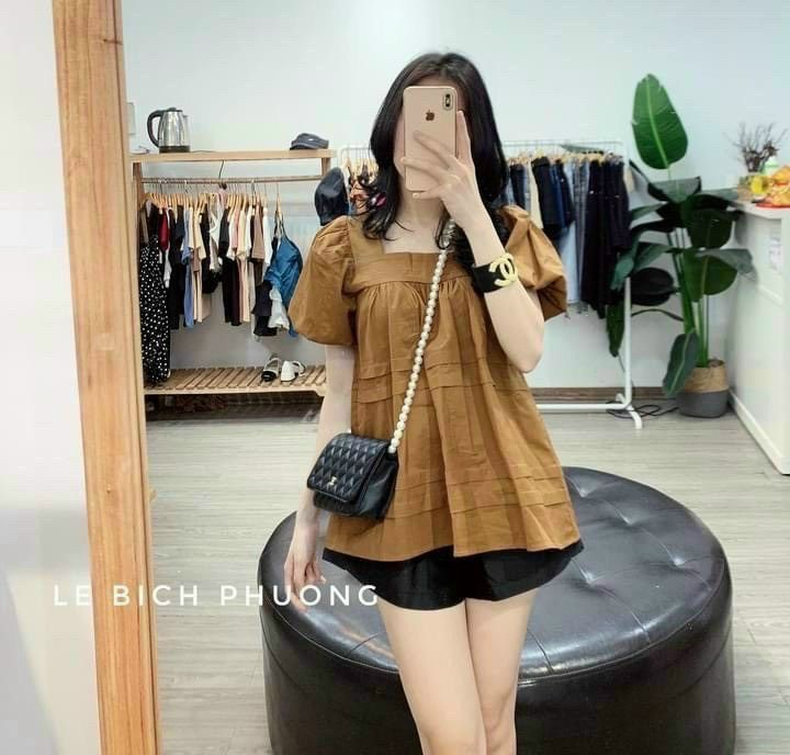 Áo bầu xinh mùa hè công sở vải đũi kiểu 3 tầng áo mềm mát Freesize