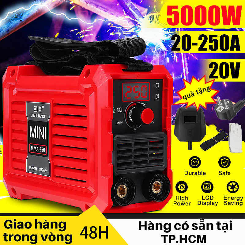 MMA-250 Máy hàn điện tử, Máy Hàn Mini, Máy Hàn đa năng xách tay + Bộ Phụ Kiện, Với Cổng USB, Phích cắm EU 220V