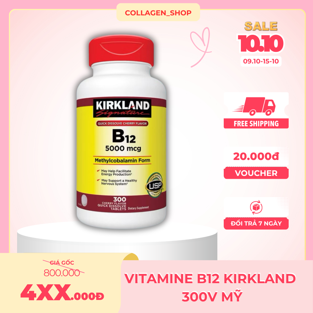  Viên uống tăng cường trí não VITAMIN B12 KIRKLAND 5000MCG CHAI 300 VIÊN 