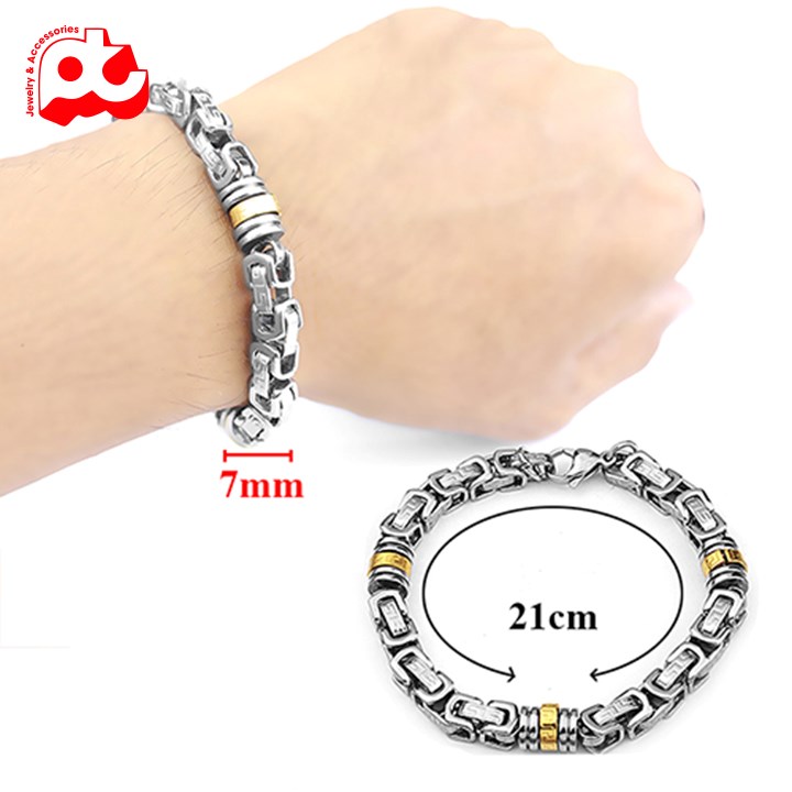 [Hoàn tiền 6%]LẮC TAY NAM INOX HÀN QUỐC CỰC ĐẸP MẠ V CÁCH ĐIỆU trangsucpt màu trắng mạ vàng thép không gỉ PTLTNA120