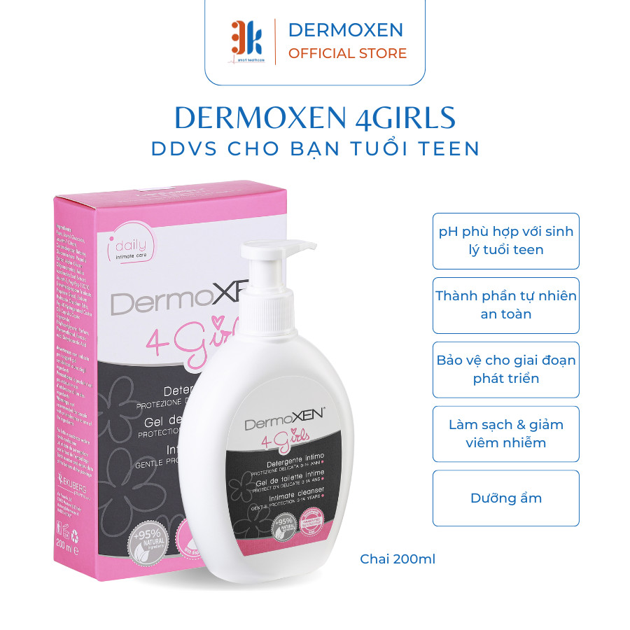 Dung dịch vệ sinh phụ nữ Dermoxen 4 Girls dịu nhẹ cho bé gái