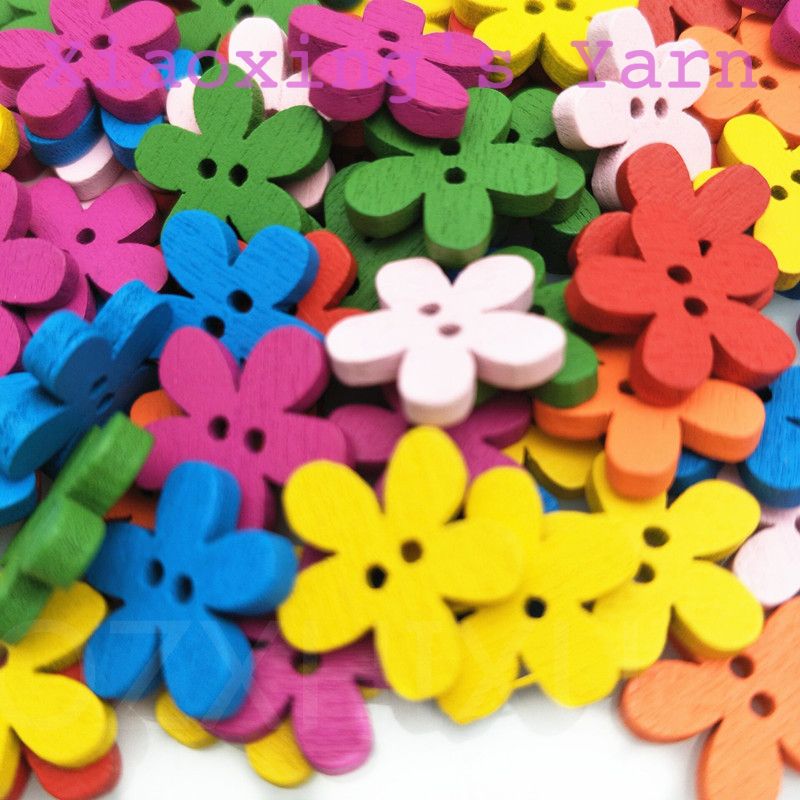 10 cái nút hoa gỗ nhiều màu sắc làm thủ công handmade DIY | Xiaoxingyarn