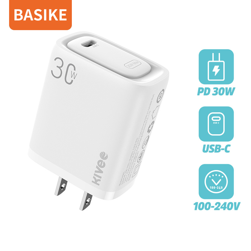 BASIKE AS81 Bộ sạc PD30W Loại C PD3.0 QC4.0 Giao thức AFC FCP Bộ sạc nhanh cho điện thoại di động Máy tính bảng iPad Huawei Samsung Xiaomi Bộ sạc tường iPhone