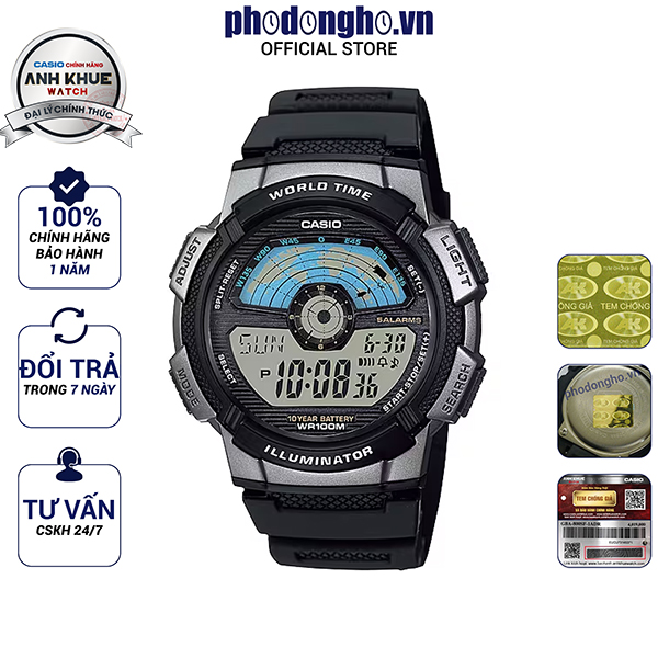 Đồng hồ nam dây nhựa casio anh khuê ae-1100w-1avdf
