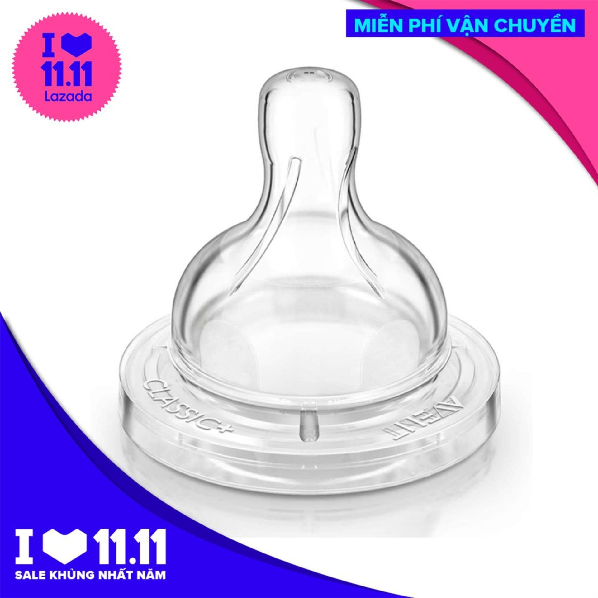 Hộp 2 núm ty bình sữa avent classic size 4