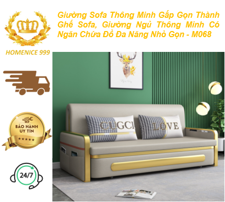 Giường Sofa Thông Minh Gấp Gọn Thành Ghế Sofa, Giường Ngủ Có Hộc Chứa Đồ  M068