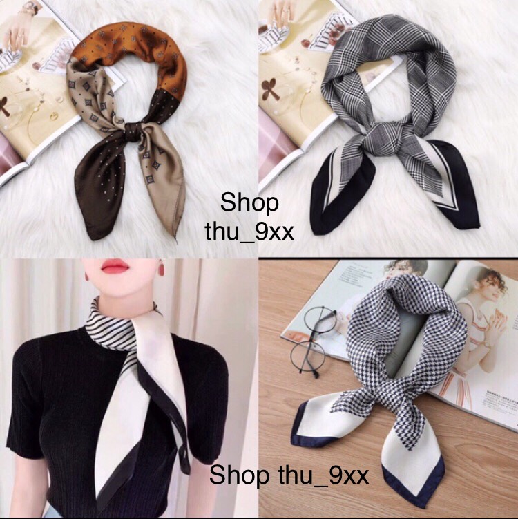 Khăn lụa quàng cổ công sở - khăn lụa vuông 70x70cm cao cấp- khăn lụa làm áo yếm - khăn turban bandana thời trang