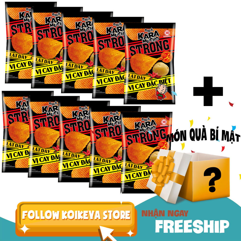 Lốc 10 gói Snack khoai tây Karamucho Strong lát dày vị cay đặc biệt 26g