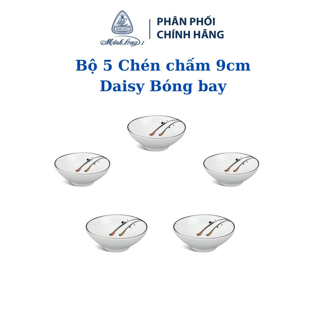 Bộ 5 chén chấm Minh Long 9 cm Daisy Bóng Bay dùng ăn cơm trong gia đình, đãi khách, tặng tân gia hay tặng người thân