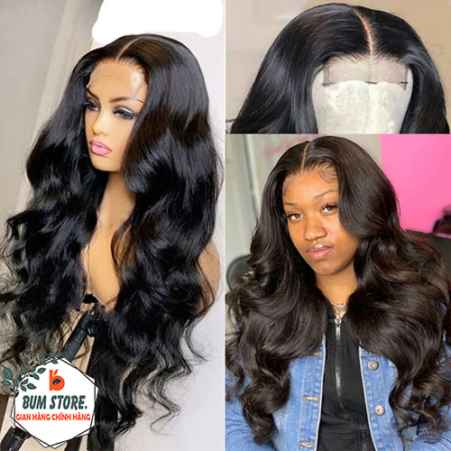 Tóc giả cả đầu nữ tự nhiên kiểu gợn sóng ĐEN dài trẻ trung năng động, Tóc giả nguyên đầu dài dễ sử dụng cực đẹp siêu tự nhiên - BUM STORE
