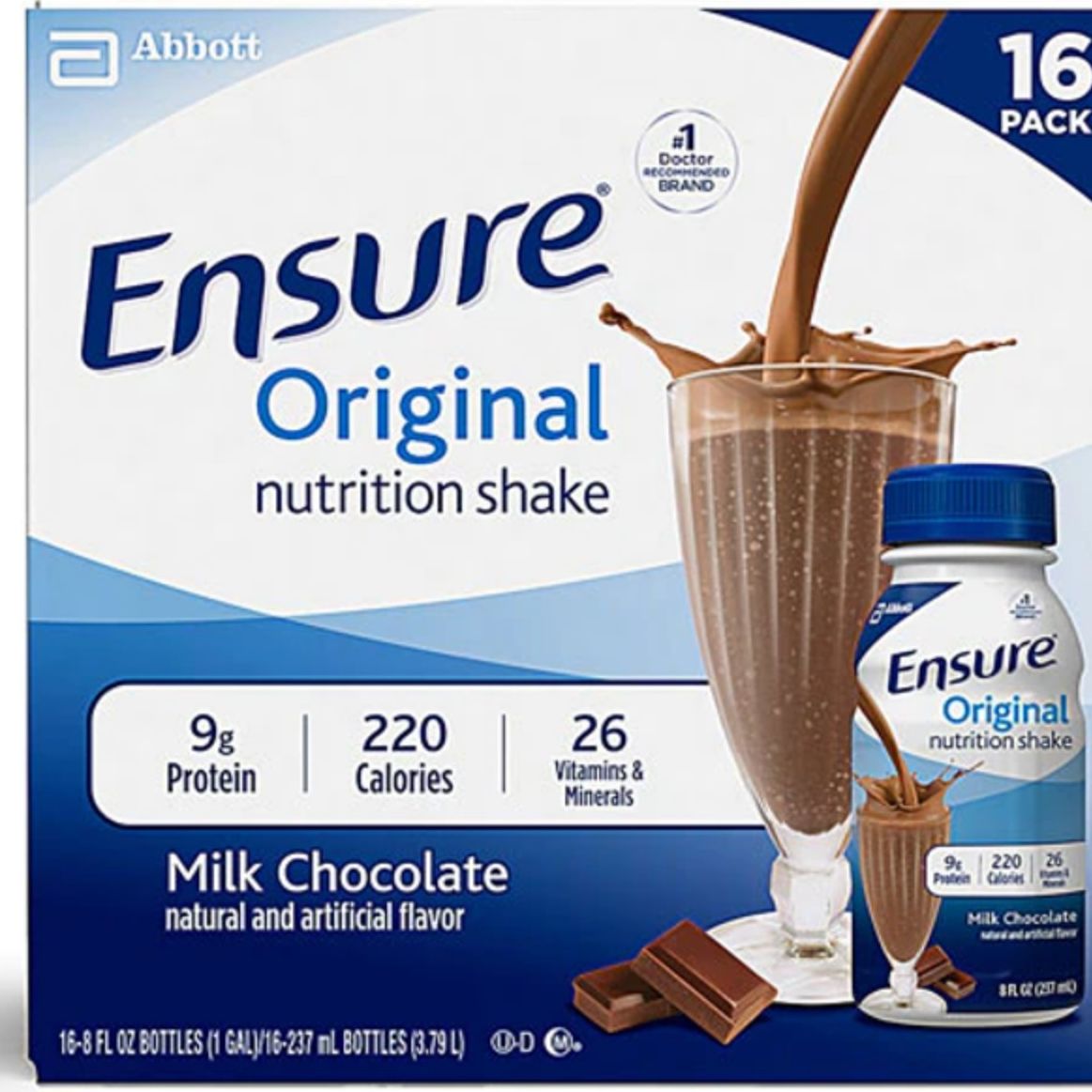 Sữa nước hương socola Ensure Original Nutritional Shake Milk Chocolate của Abbott Mỹ mỗi chai 237ml 