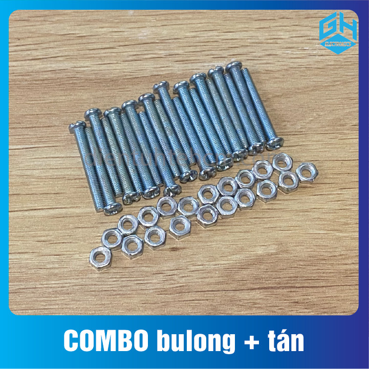 Combo 20 con bulong ốc vít size m4 + tán