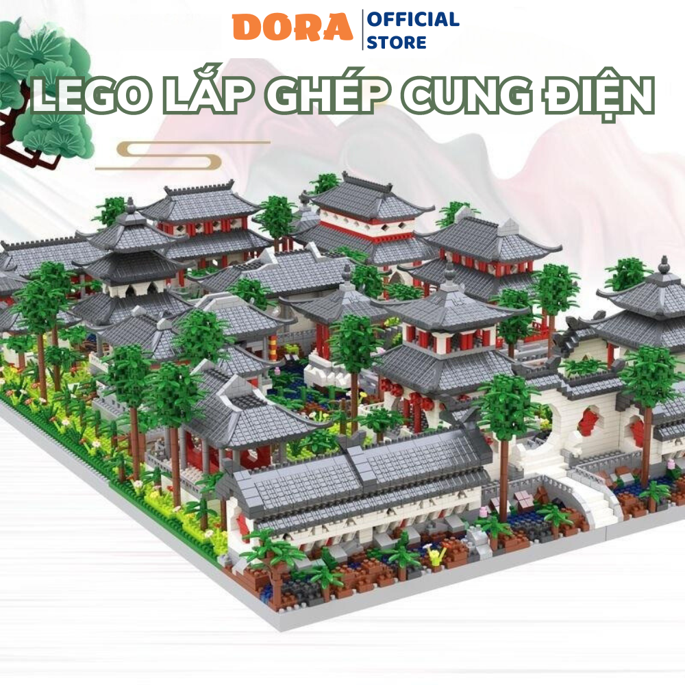 Đồ chơi lắp ráp mô hình lego kiến trúc cung Quảng Hằng, đồ chơi trung thu,cung Điện