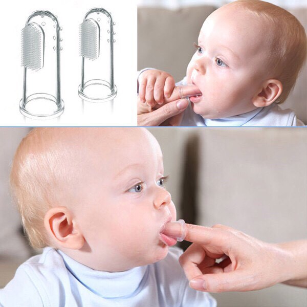 Rơ lưỡi cho bé từ 1 tuổi, bàn chải đánh răng xỏ ngón silicon tưa lưỡi mềm