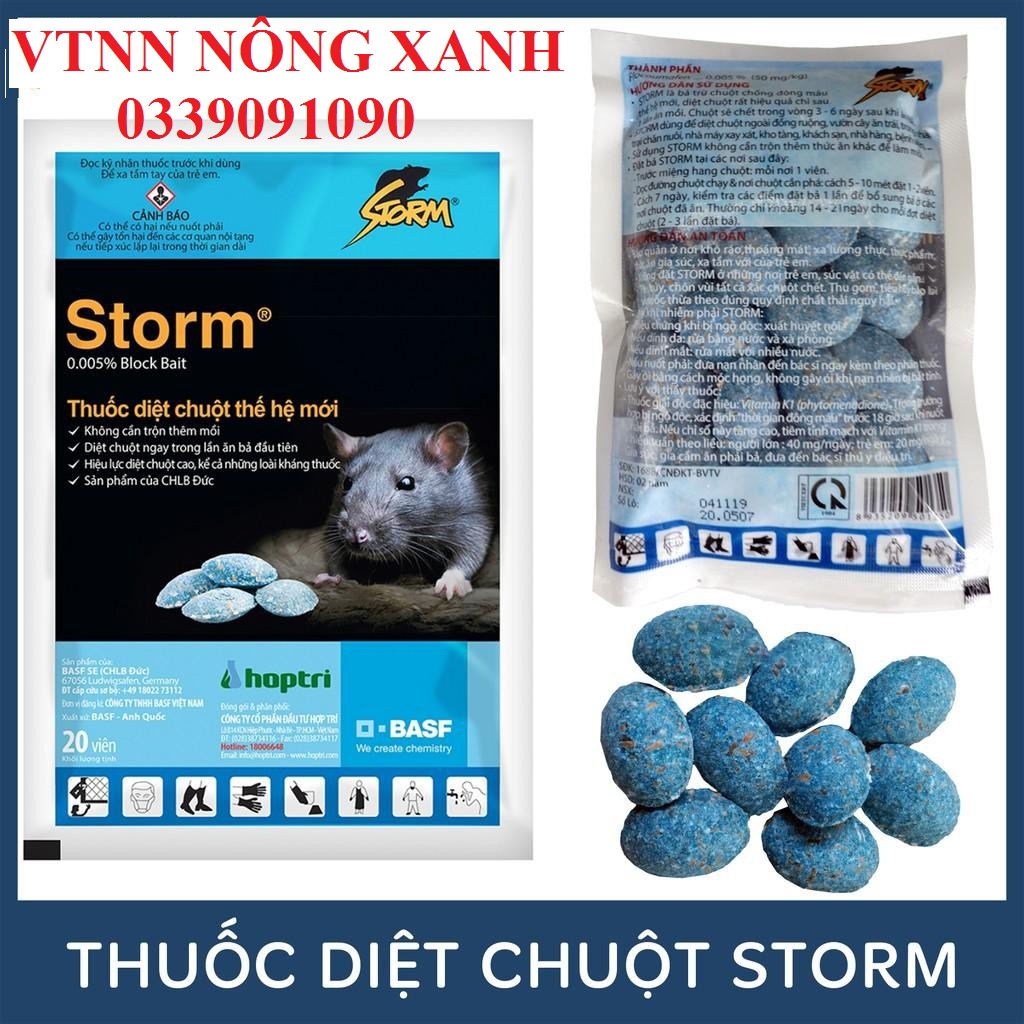 ThuốcTrừ Chuột Thuốc Chuột Storm Thế Hệ Mới gói lớn 20 viên